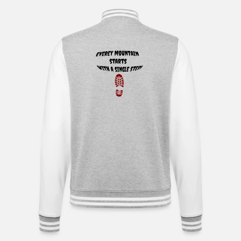 first_step - College-Sweatjacke - Grau meliert/Weiß