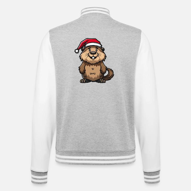 Noël du castor - Veste Teddy - gris chiné / blanc
