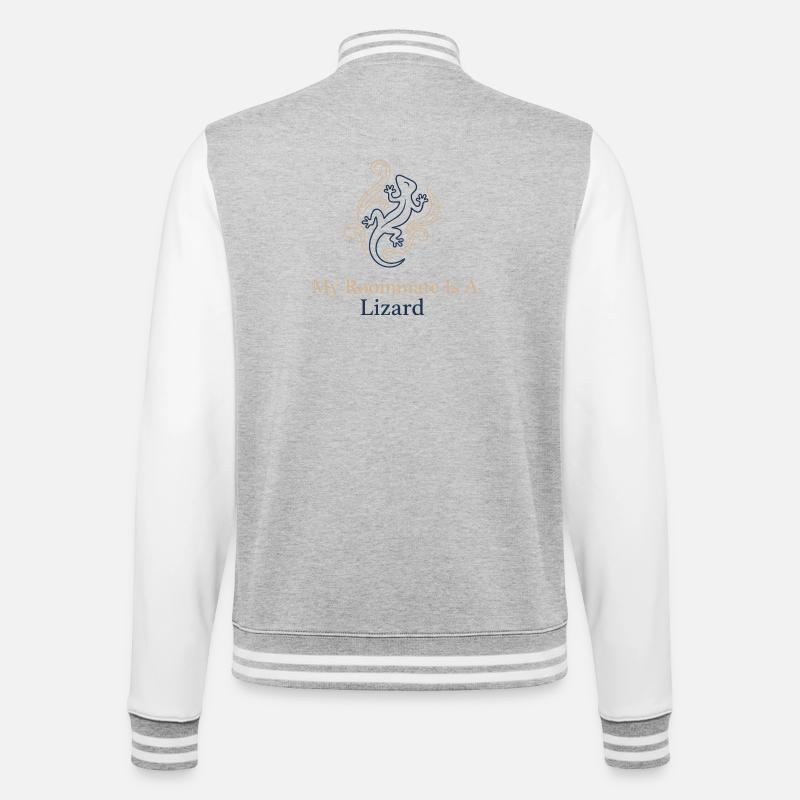 Mein Mitbewohner ist eine Echse - College-Sweatjacke - Grau meliert/Weiß