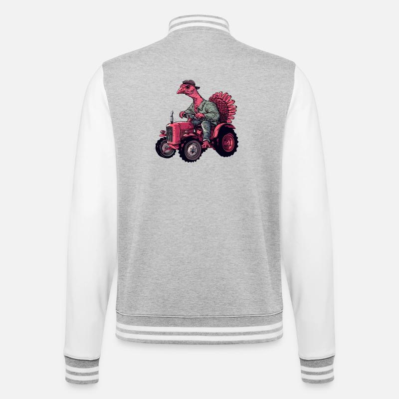 Truthahn Traktor Farmer - College-Sweatjacke - Grau meliert/Weiß