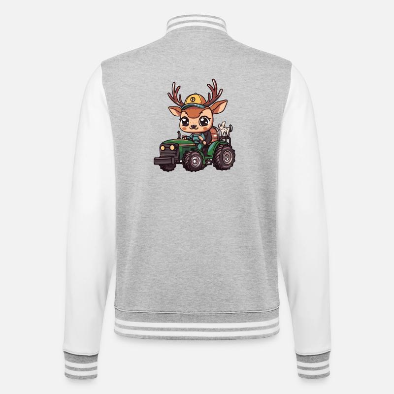 Deer Tractor Farmer - College Sweat Jacket - heather grey/white