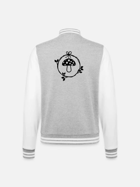 Toadstool in the wreath of leaves - College Sweat Jacket - heather grey/white