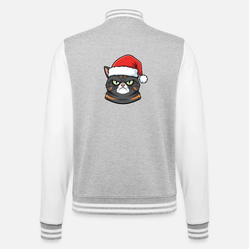 Grimmiger Weihnachtskater anti weihnachts katze - College-Sweatjacke - Grau meliert/Weiß