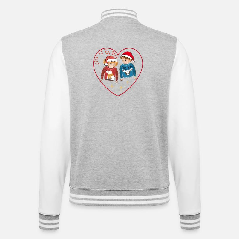 Weihnachtskinder  - College-Sweatjacke - Grau meliert/Weiß