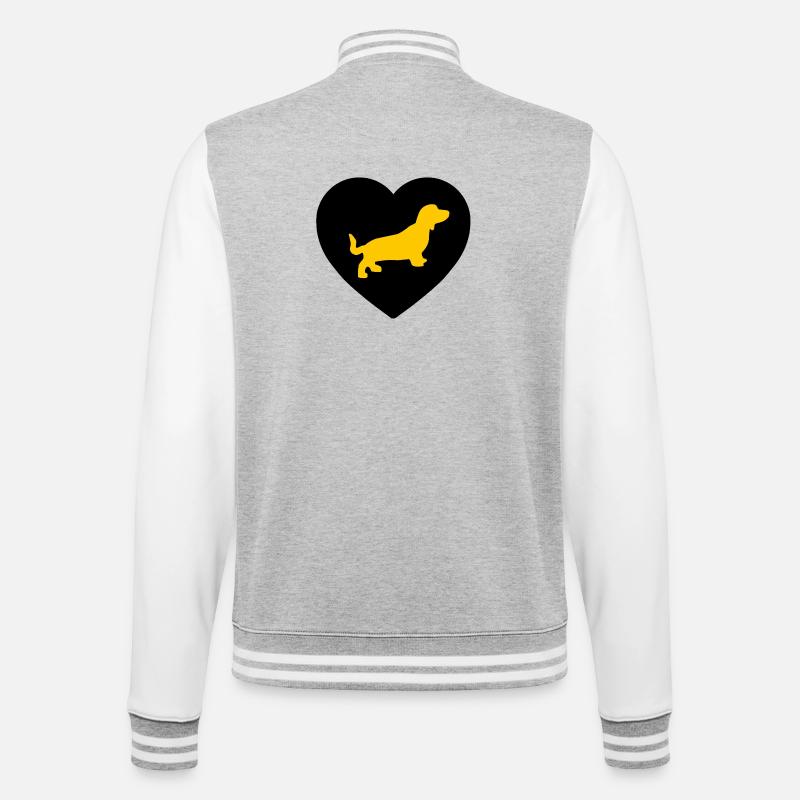 Dackel - College-Sweatjacke - Grau meliert/Weiß