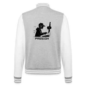 Gamer Silhouette black - Passion - College Sweat Jacket - heather grey/white - Back - Marisol (170cm)