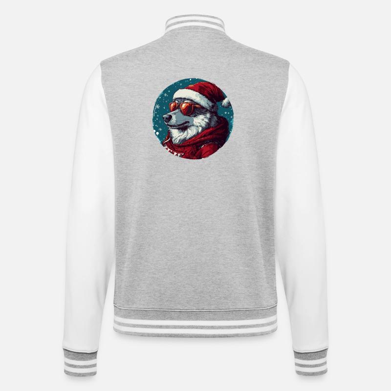 Noël de Noël Wolf Weihnachten - Veste Teddy - gris chiné / blanc