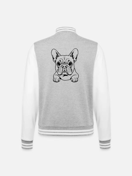 French Bulldog Gift Christmas - College Sweat Jacket - heather grey/white