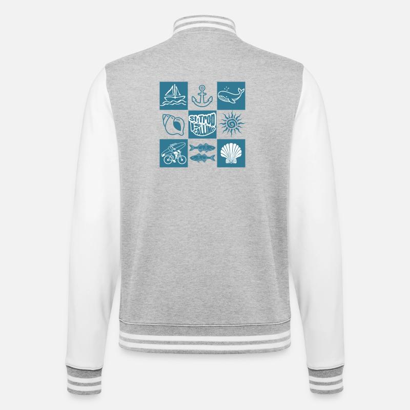 Rufe der ozeanischen nautischen Muster - College-Sweatjacke - Grau meliert/Weiß