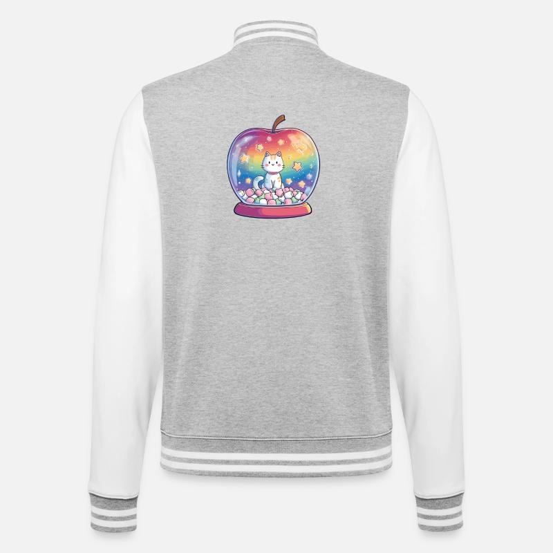 Arc-en-ciel boule de chat - Veste Teddy - gris chiné / blanc