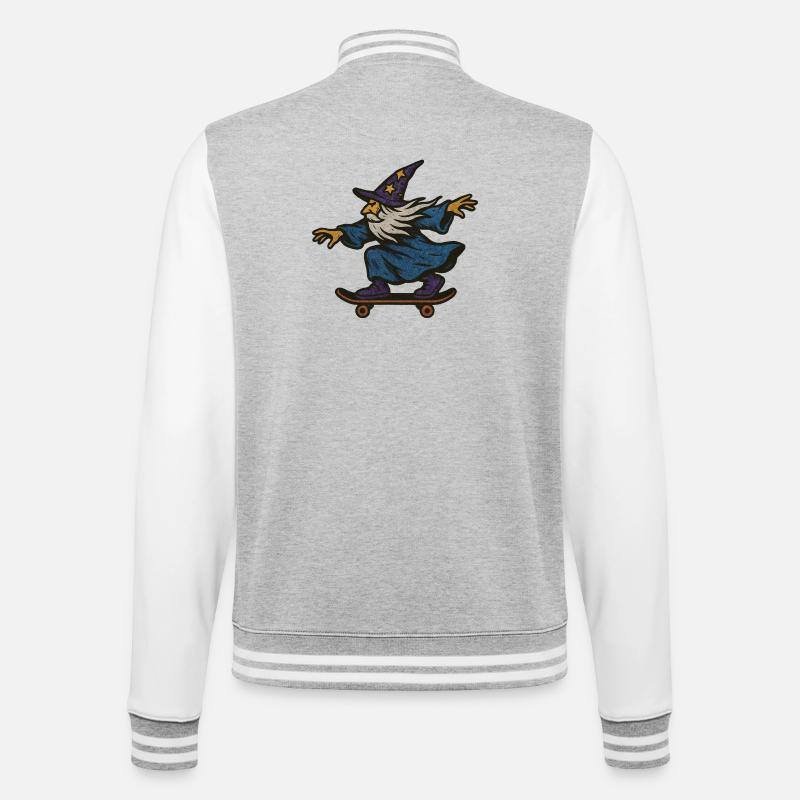 Eiskunstlaufzauberer mit lila Sternenhut - College-Sweatjacke - Grau meliert/Weiß