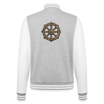 Lotus Dharma Wheel Om Mani Padme Hum  - College Sweat Jacket - heather grey/white - Back - Marisol (170cm)
