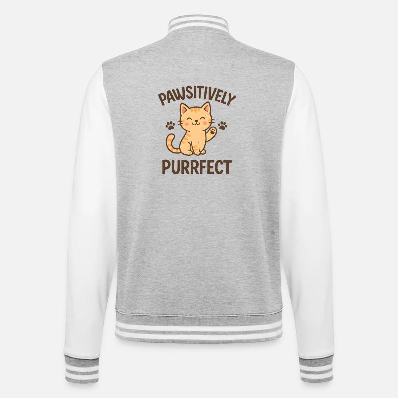 Conception Pathsitively Purrfect Cat - Veste Teddy - gris chiné / blanc