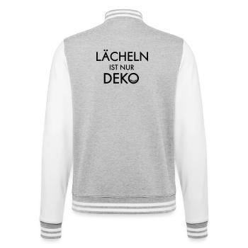 Smile is decoration - College Sweat Jacket - heather grey/white - Back - Marisol (170cm)