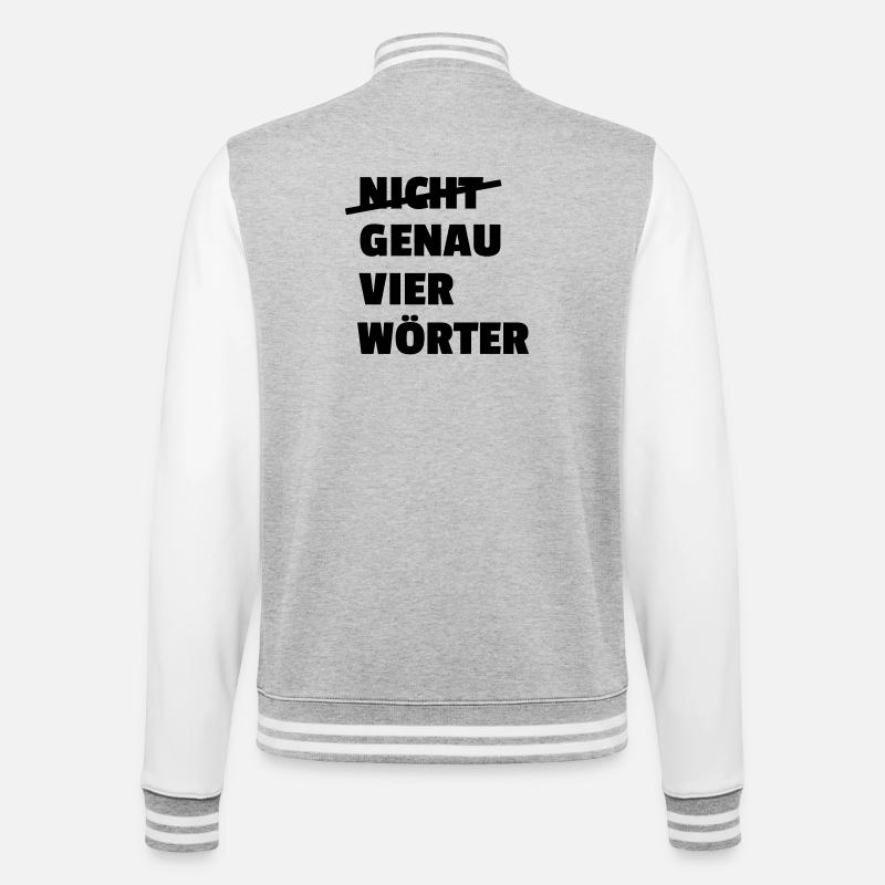 Genau vier Woerter - College-Sweatjacke - Grau meliert/Weiß