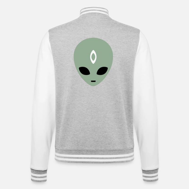 Alien Head Third Eye (three colours) - College Sweat Jacket - heather grey/white