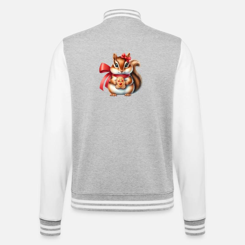 Ginger Squirrel with Cookie - College Sweat Jacket - heather grey/white