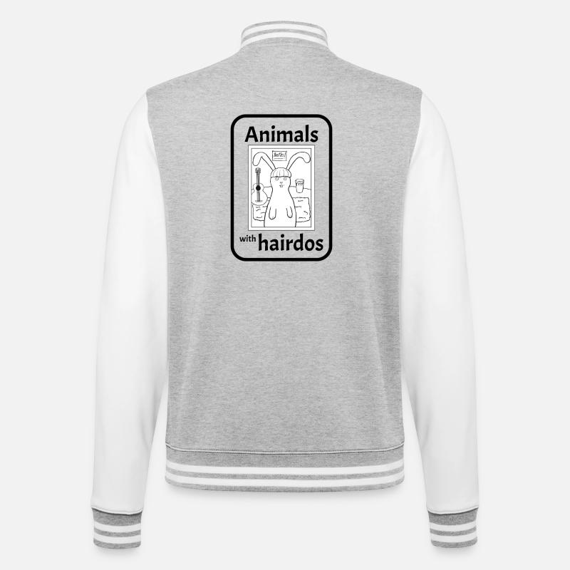 Lapin avec coiffure - Veste Teddy - gris chiné / blanc