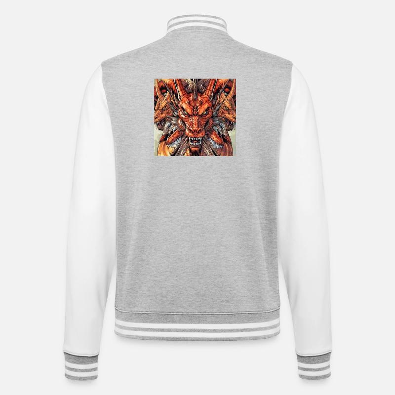 Three-headed Dragon Fireview - College Sweat Jacket - heather grey/white