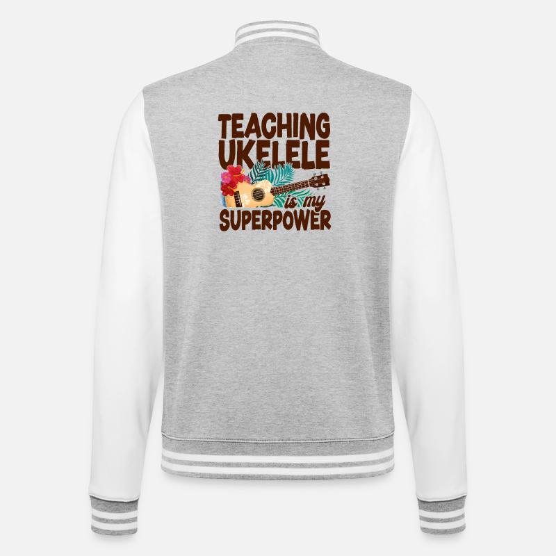 Enseignement de l’ukulélé hawaïen ukélé - Veste Teddy - gris chiné / blanc