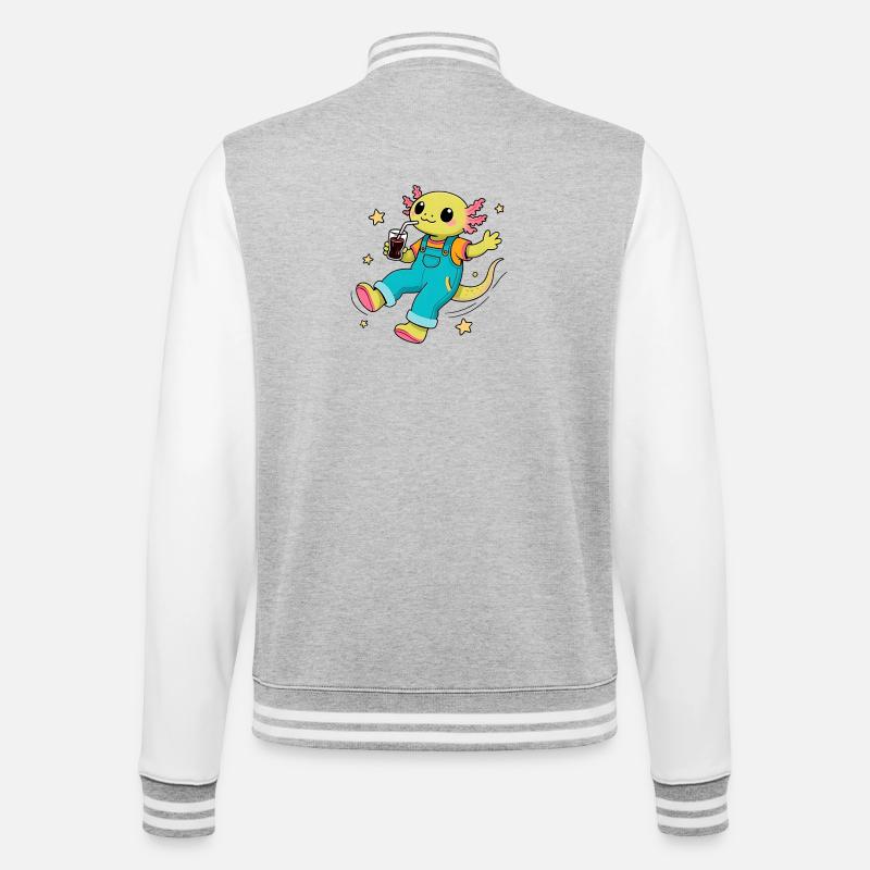 Axolotl joyeux flottant dans l'espace - Veste Teddy - gris chiné / blanc