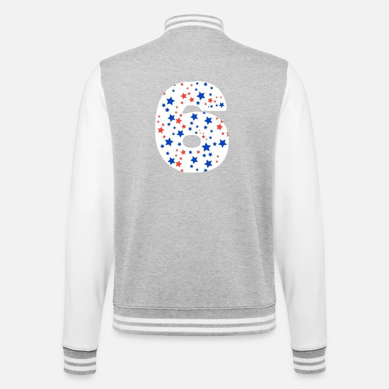 Nummer 6  - College-Sweatjacke - Grau meliert/Weiß