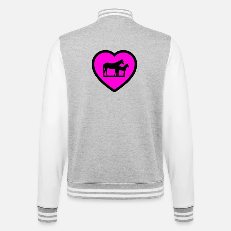 Pferde - College-Sweatjacke - Grau meliert/Weiß