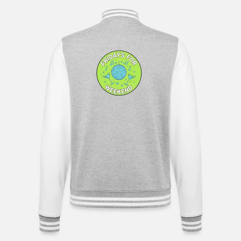 Fridays for Weekend Disco - College-Sweatjacke - Grau meliert/Weiß