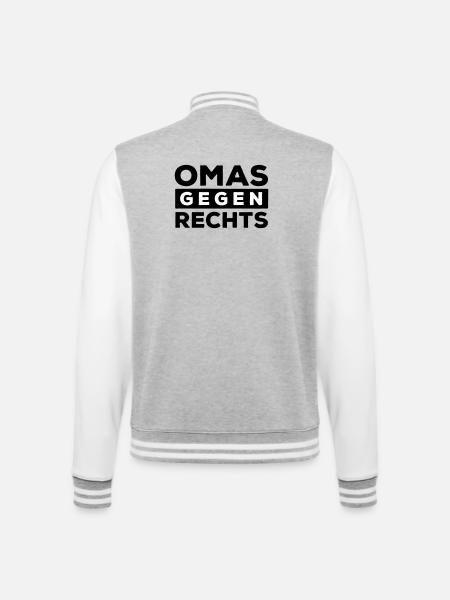 Omas gegen Rechts - College-Sweatjacke - Grau meliert/Weiß