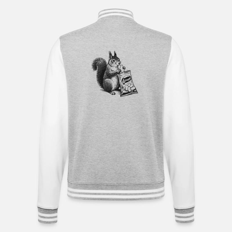 Squirrel with chips - College Sweat Jacket - heather grey/white