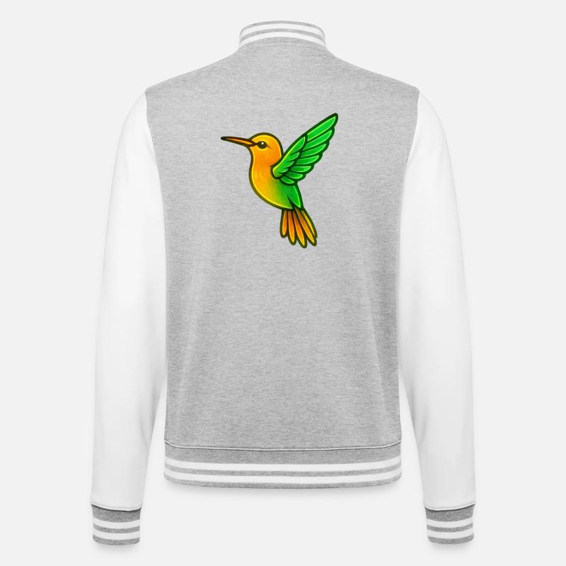 Kolibri Vogel - College-Sweatjacke - Grau meliert/Weiß