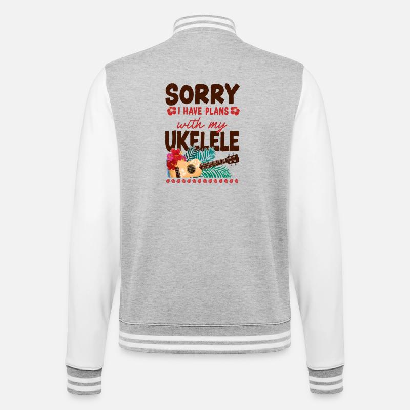 ukulélé hawaïen ukélé, désolé, j’ai - Veste Teddy - gris chiné / blanc