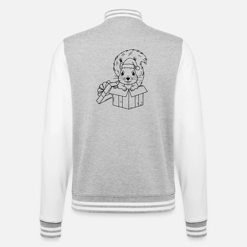 Süßes Weihnachts-Eichhörnchen in Geschenkbox - College-Sweatjacke - Grau meliert/Weiß