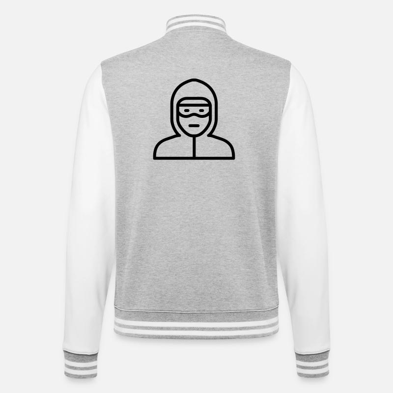 Hacker - College-Sweatjacke - Grau meliert/Weiß