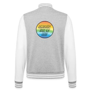 Remigriert Euch Ins Knie! - College-Sweatjacke - Grau meliert/Weiß - Hinten - Marisol (170cm)