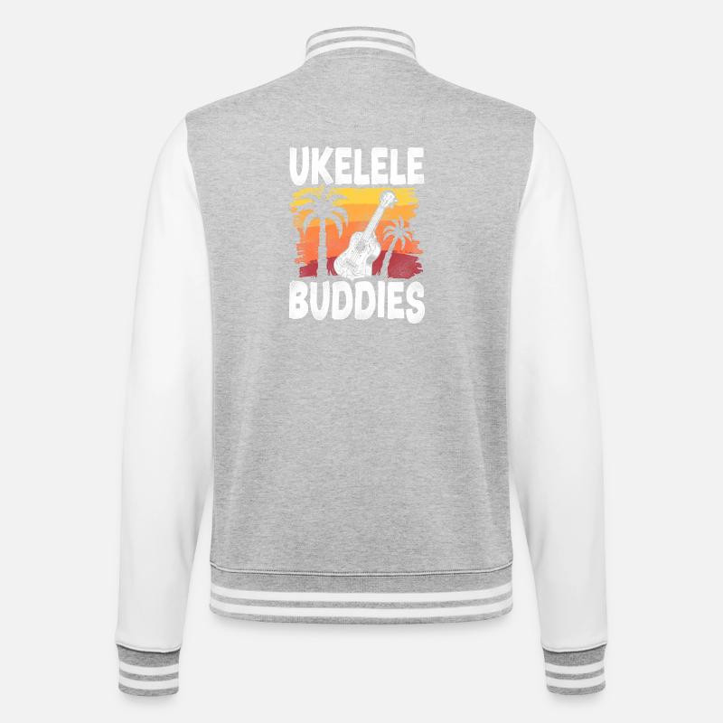 Hawaiian Ukulele Uke Besties - College Sweat Jacket - heather grey/white