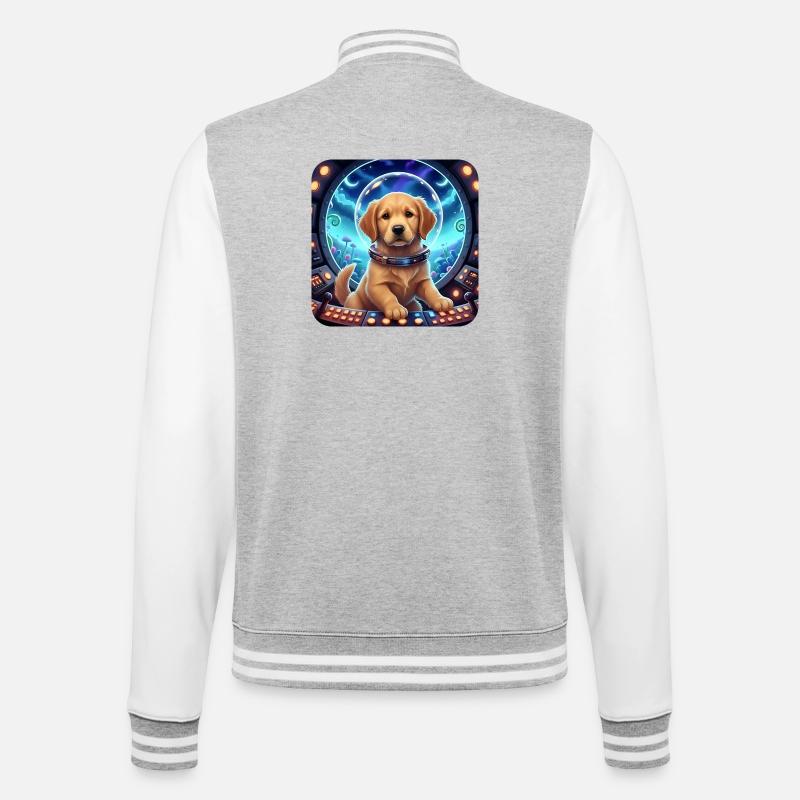 Astronaute chiot avec un casque spatial - Veste Teddy - gris chiné / blanc