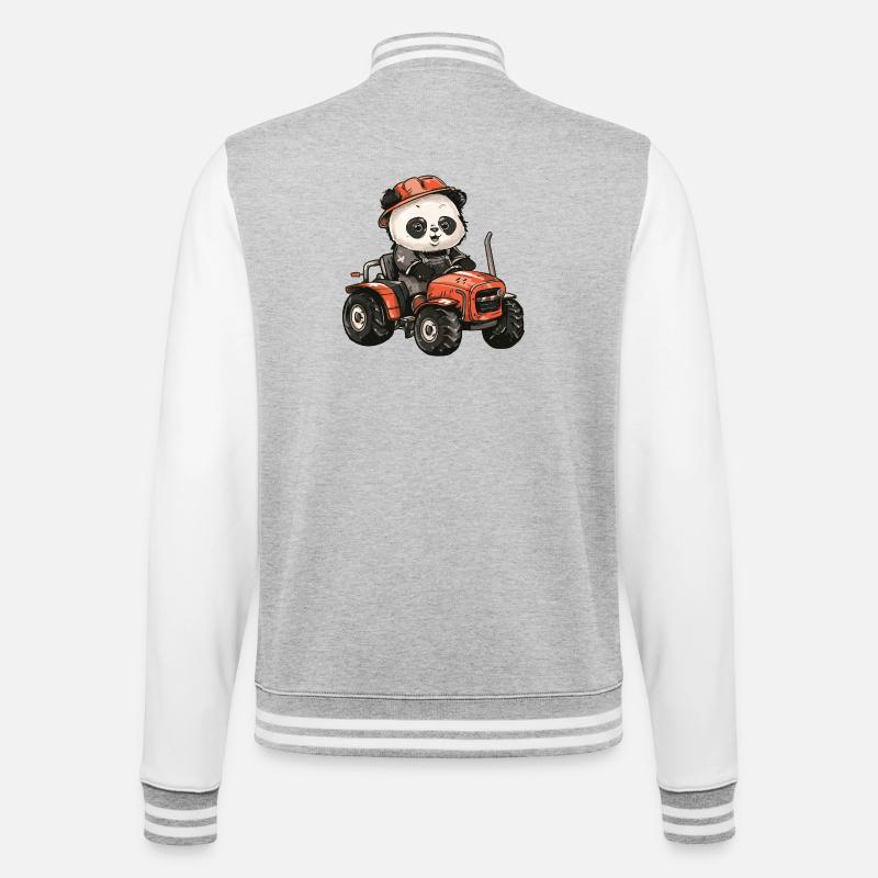 Panda Traktor Farmer - College-Sweatjacke - Grau meliert/Weiß