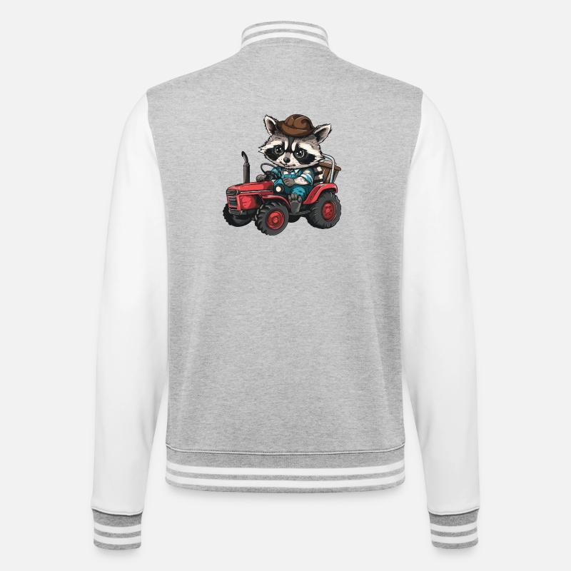 Éleveur de tracteurs à ratons laveurs - Veste Teddy - gris chiné / blanc