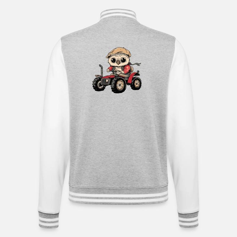 Eule Traktor Farmer - College-Sweatjacke - Grau meliert/Weiß