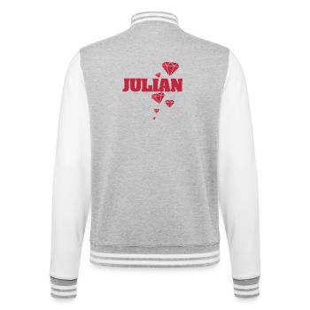 Geschenk für Julian - College-Sweatjacke - Grau meliert/Weiß - Hinten - Marisol (170cm)