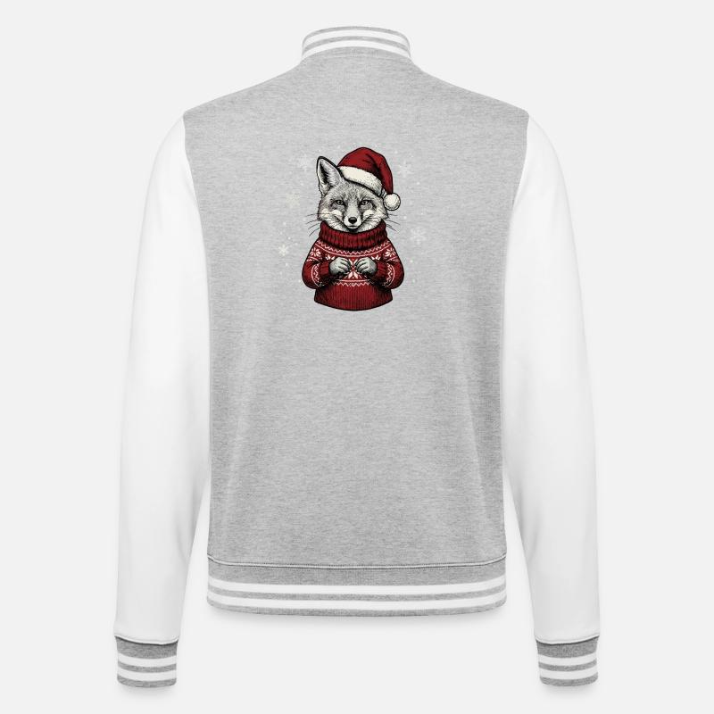 Rotfuchs Weihnachten Süßer Weihnachtsfuchs Winter - College-Sweatjacke - Grau meliert/Weiß