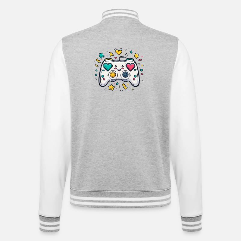 Conception de jeu Heart Controller Neon - Veste Teddy - gris chiné / blanc