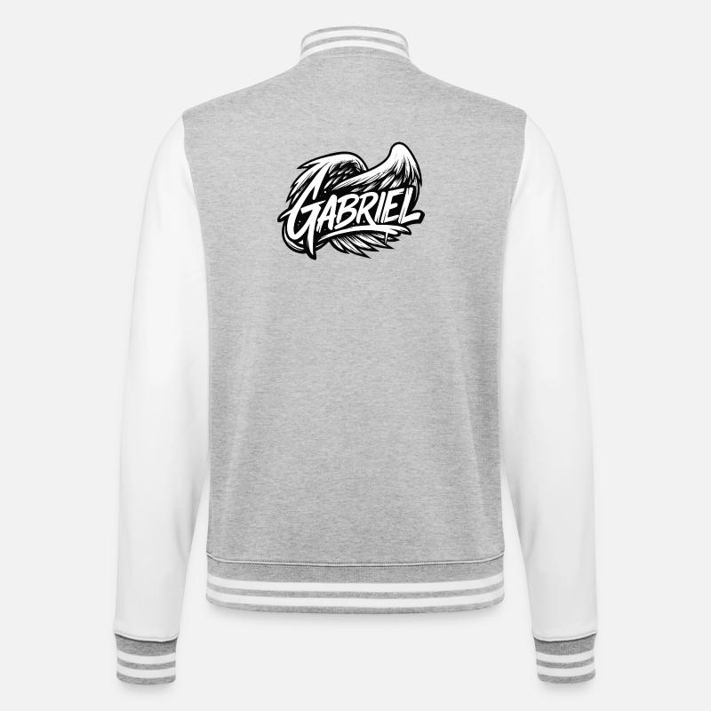 Erzengel Gabriel | Einfacher Graffiti-Stil - College-Sweatjacke - Grau meliert/Weiß
