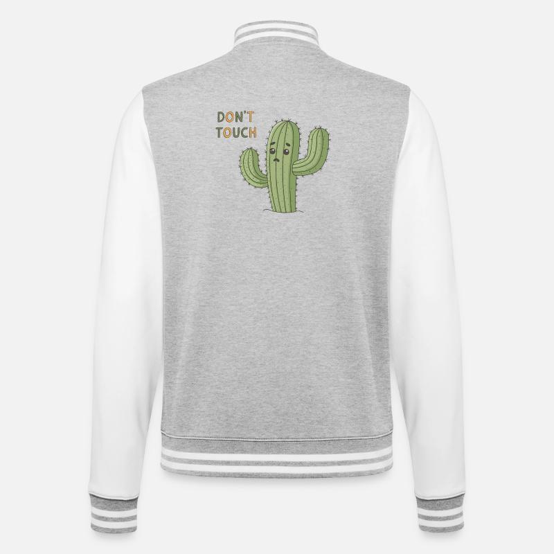 Sad Cactus Warning Don't Touch - College Sweat Jacket - heather grey/white