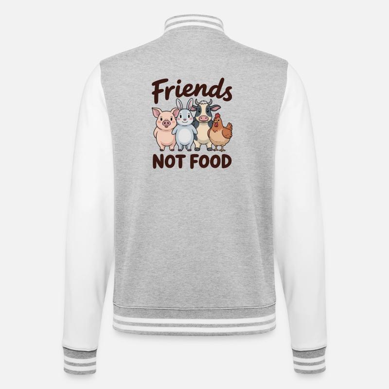 Amis pas nourriture - Logo du véganisme cool - Veste Teddy - gris chiné / blanc