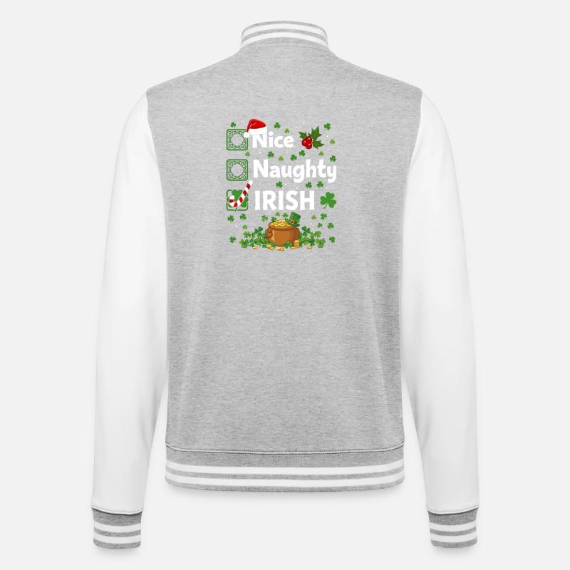 Nice Naughty Irish St Patrick - College-Sweatjacke - Grau meliert/Weiß