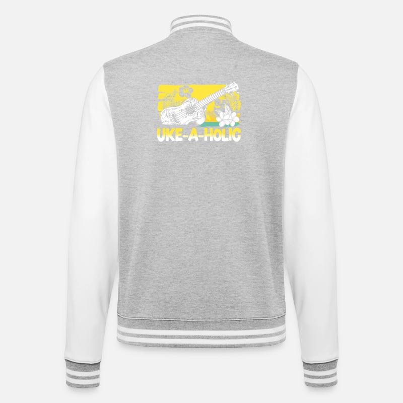 Hawaiian Ukulele Uke Uke-A-Holic - College-Sweatjacke - Grau meliert/Weiß