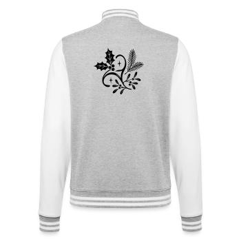 Yule mystique avec gui, sapin et houx - Veste Teddy - gris chiné / blanc - Dos - Marisol (170cm)