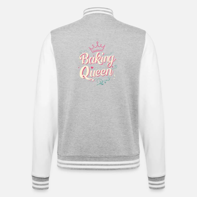 Baking Queen! - College-Sweatjacke - Grau meliert/Weiß